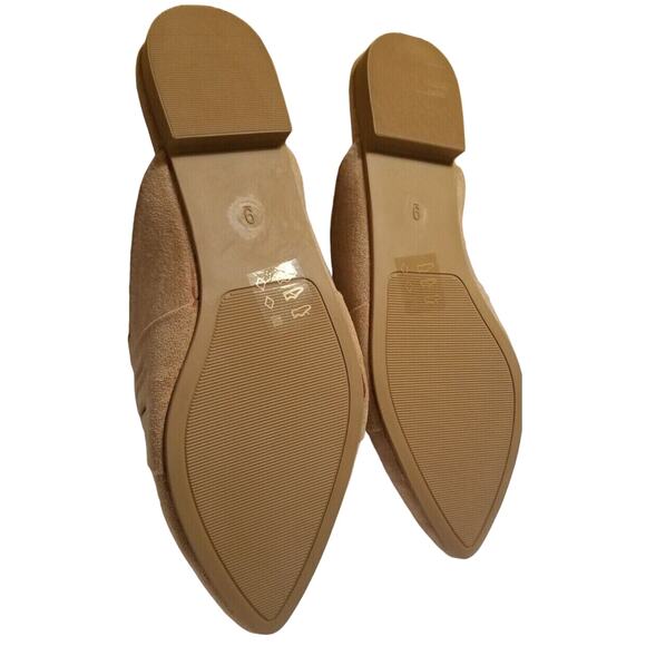 NWTs-MUSSHOE Mules Women's Nude Suede Slip On Comfortable Pointed Toe Flats Sz9 - Picture 4 of 5